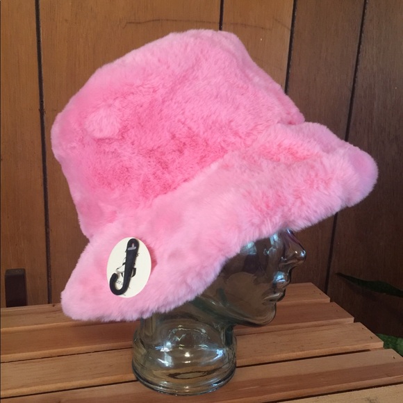 Powder Pink Faux Fur Bucket Hat - Picture 8 of 11